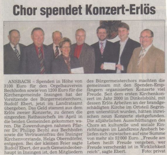 Fränkische Landeszeitung 01. Mai 2009