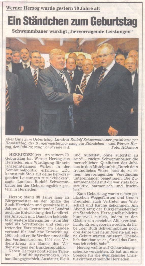 Fränkische Landeszeitung 12. Januar 2010