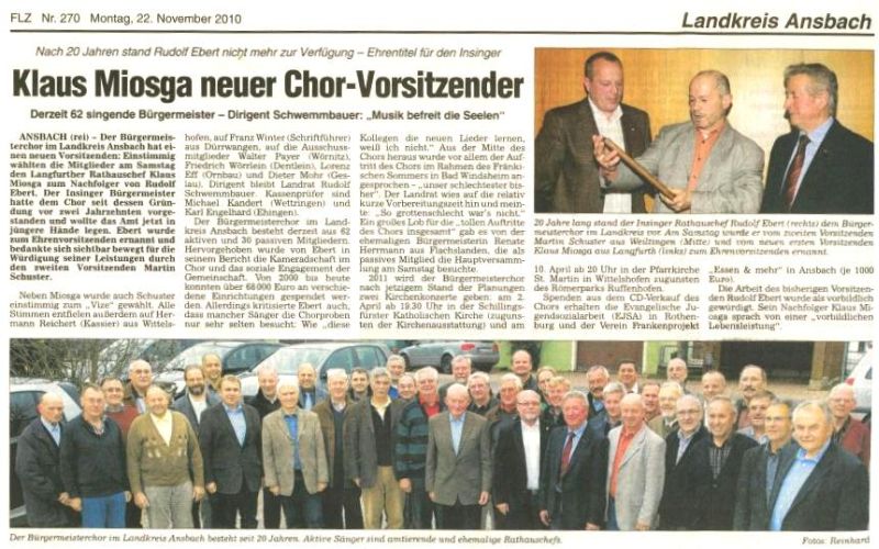 Fränkische Landeszeitung  22. November 2010